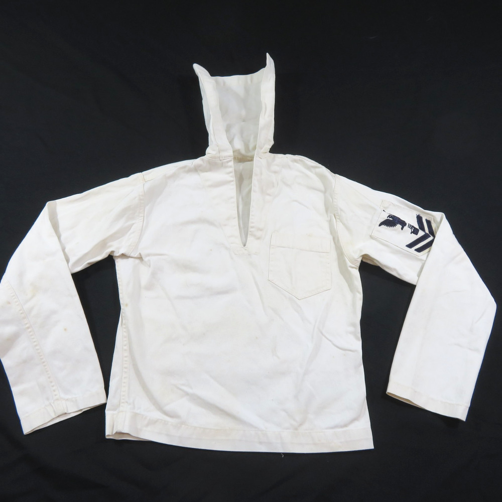 USN Cracker Jack White Wool Jumper With Patch Vintage